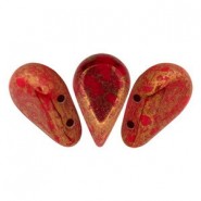Les perles par Puca® Amos kralen Opaque coral red bronze 93200/15496